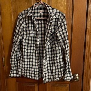 Sonoma Men's Black and White Plaid Shirt
